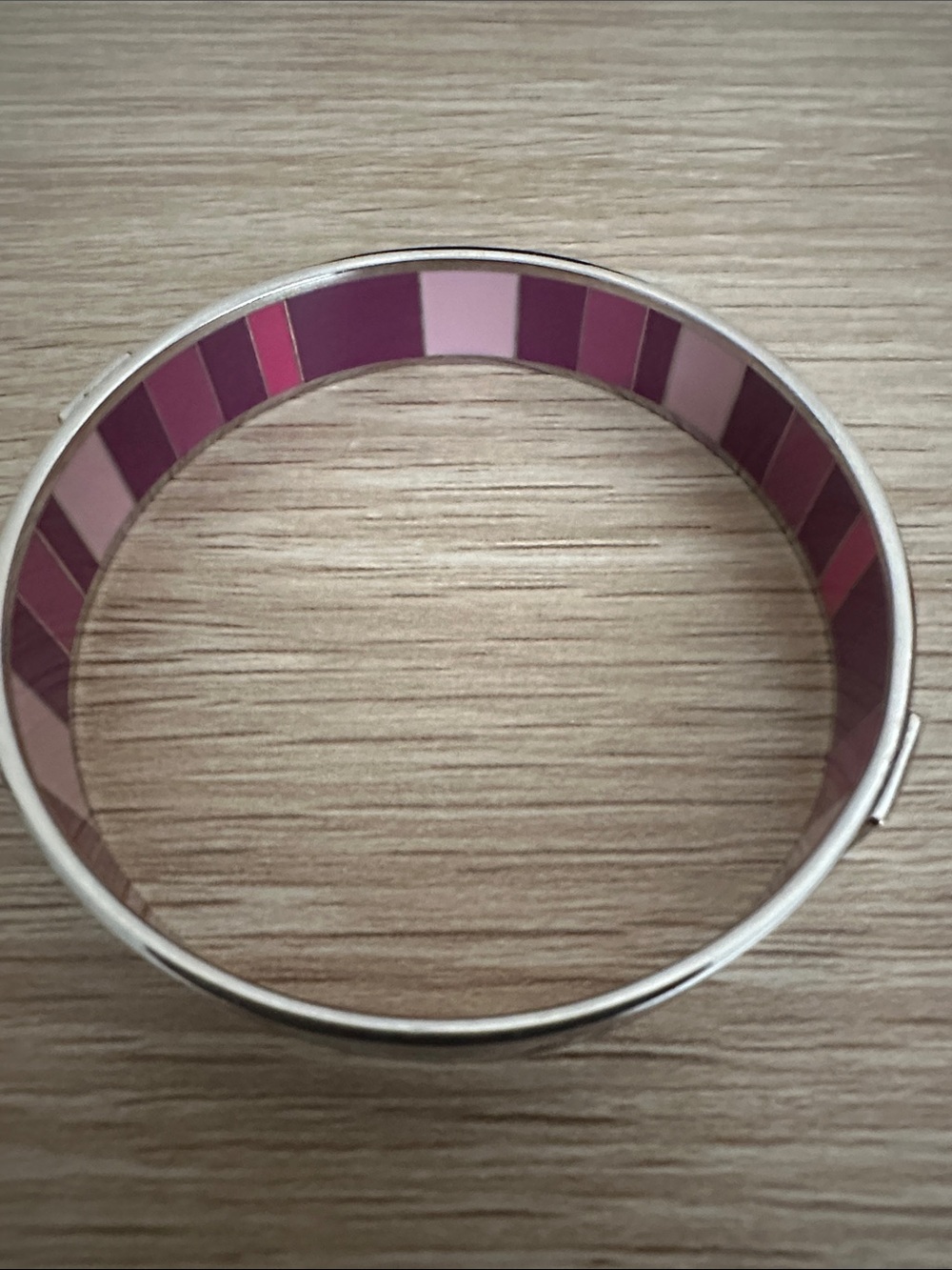 Vintage Y2K Coach Signature Script Enamel Bangle Bracelet Purple & Pink Stripes - Picture 10 of 11